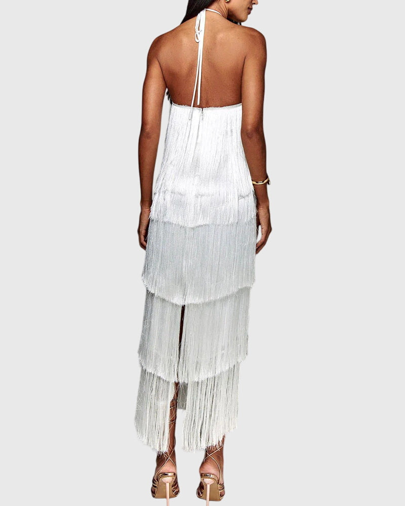 Delphine | Fringed Halter Dress