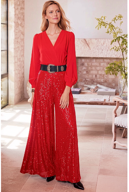 Evangeline | Sequined Wide-Leg Jumpsuit