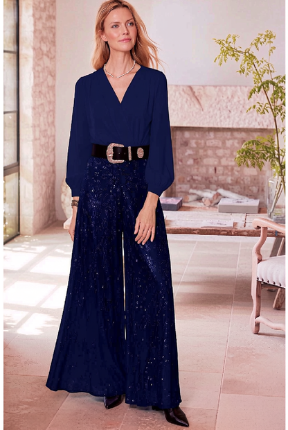 Evangeline | Sequined Wide-Leg Jumpsuit