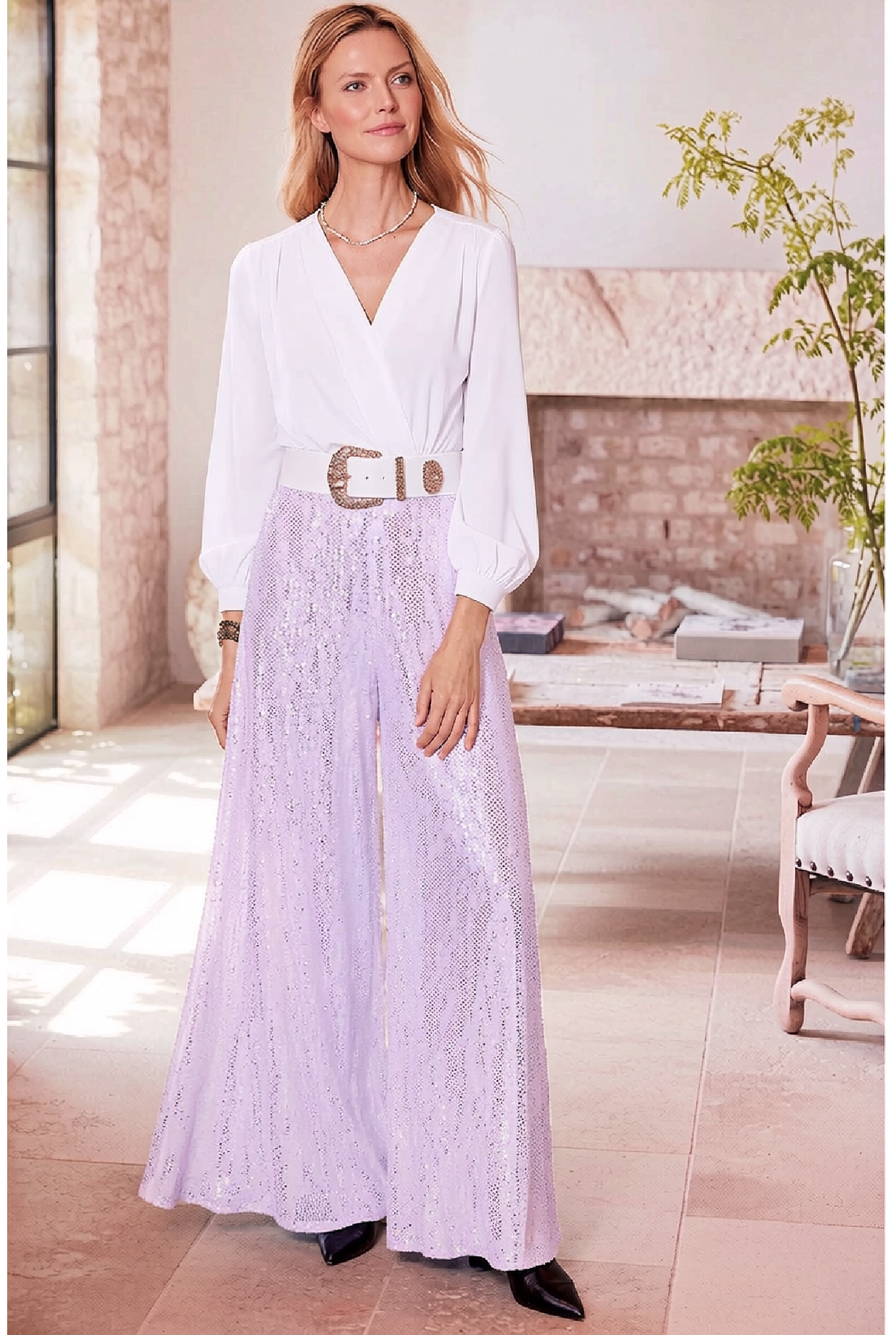 Evangeline | Sequined Wide-Leg Jumpsuit