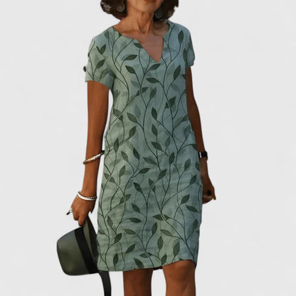 Isla | Cotton Leaf Print Dress