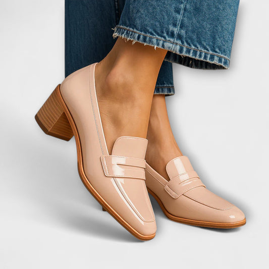Natalia | Glossy Block Heel Loafers