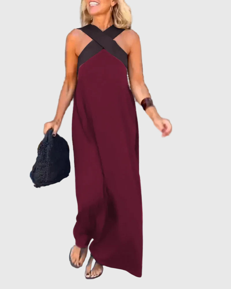 Celeste | Crossover Halter Maxi Dress
