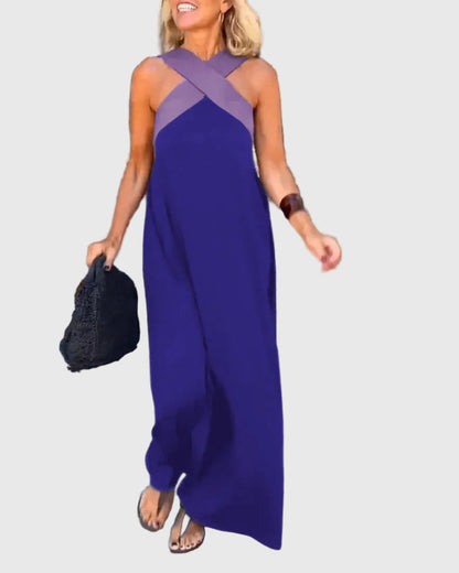 Celeste | Crossover Halter Maxi Dress