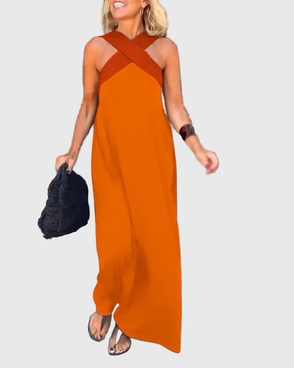 Celeste | Crossover Halter Maxi Dress