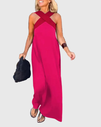 Celeste | Crossover Halter Maxi Dress