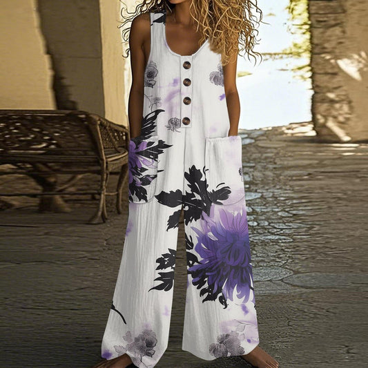 Aurora | Violet Bloom Wide-Leg Jumpsuit
