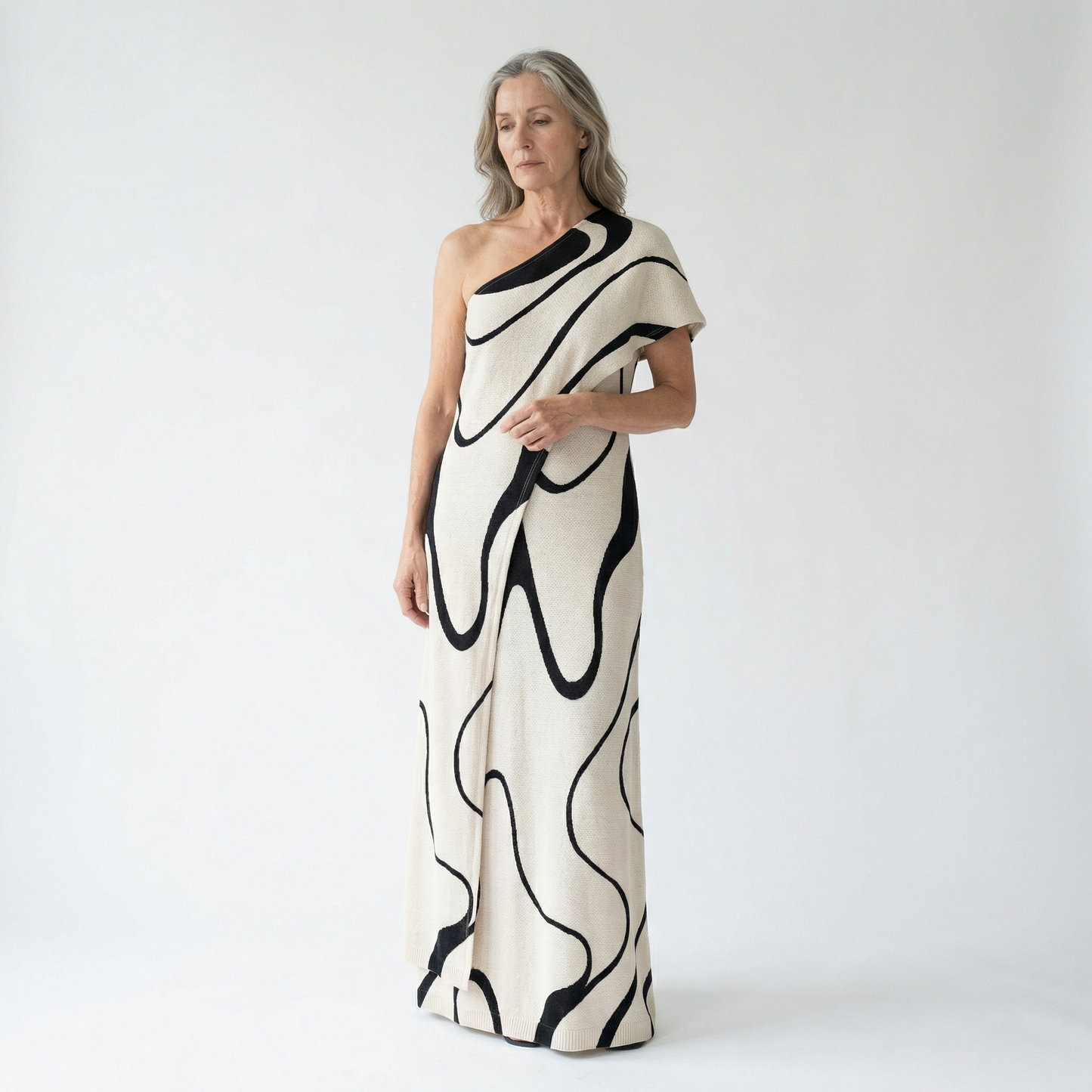 Delphine | Abstract Off-Shoulder Maxi Dress