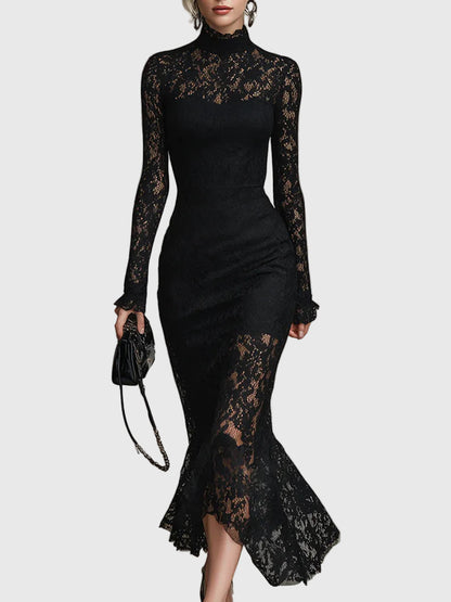Valentina | Lace-Textured Fishtail Maxi Dress