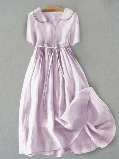 Celeste | Linen Waist-Tie Dress