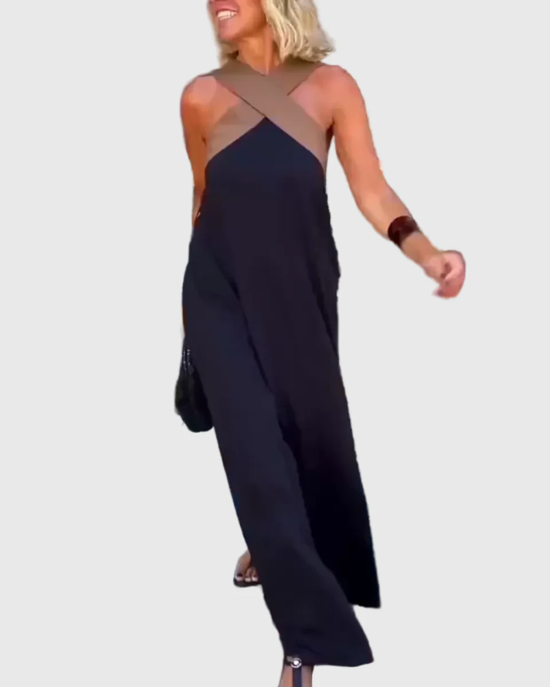 Celeste | Crossover Halter Maxi Dress