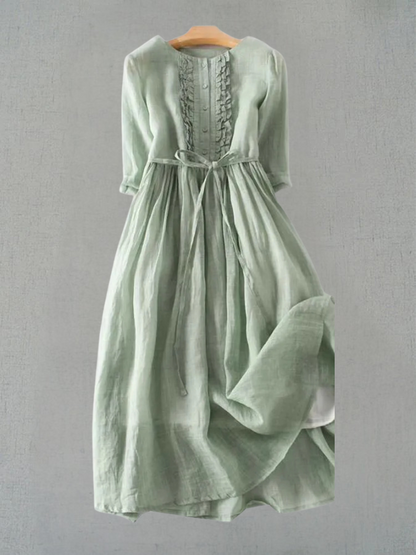 Delphine | Sage Ruffle-Trim Midi Dress