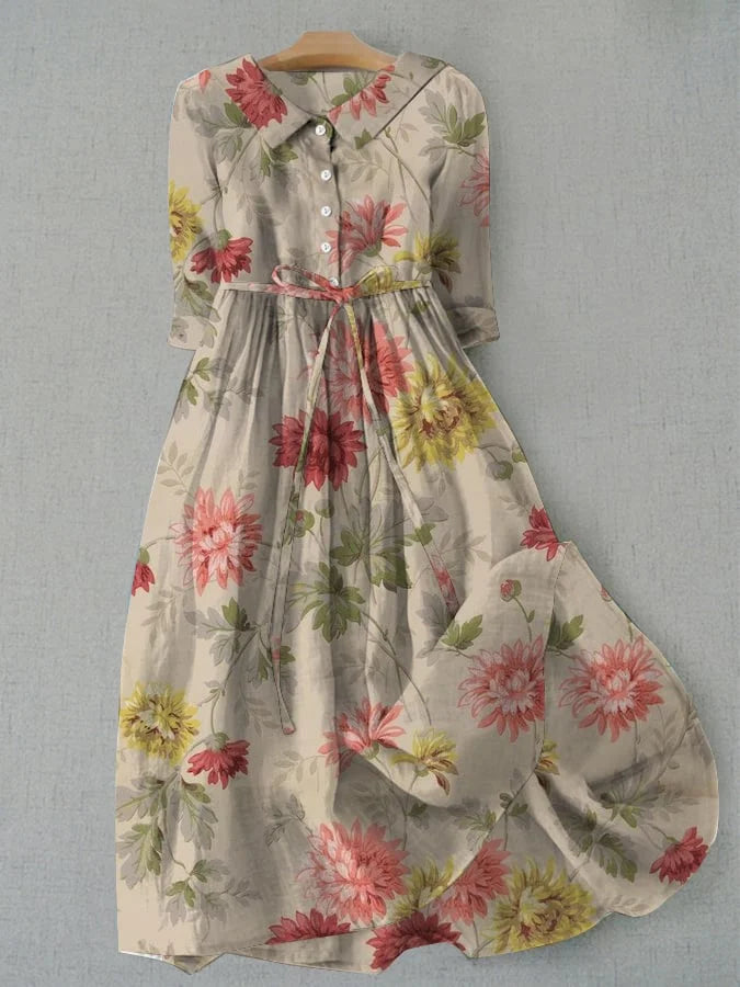 Lena | Vintage Floral Button-Down Dress