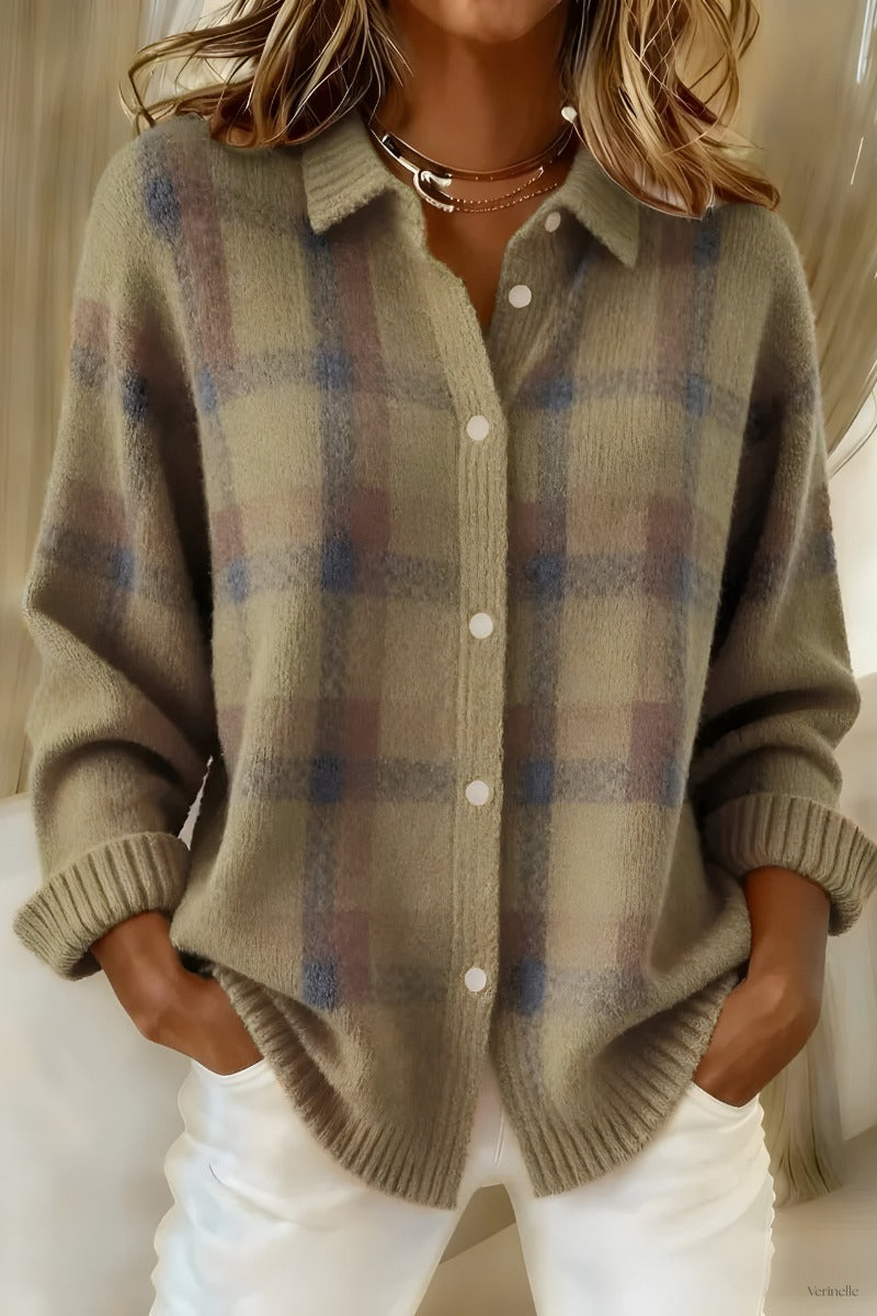 Naris | Soft Check Knit Cardigan